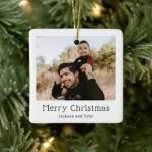 Black and White Photo Modern Christmas Ceramic Ornament<br><div class="desc">Modern Christmas ornament featuring a simple design with "Merry Christmas" in a fun serif font under your favourite photo.</div>