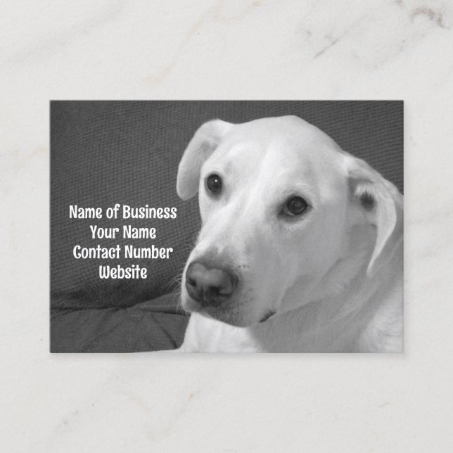 Black and White Photo of a Beautiful Soulful Dog Business Card (Front)