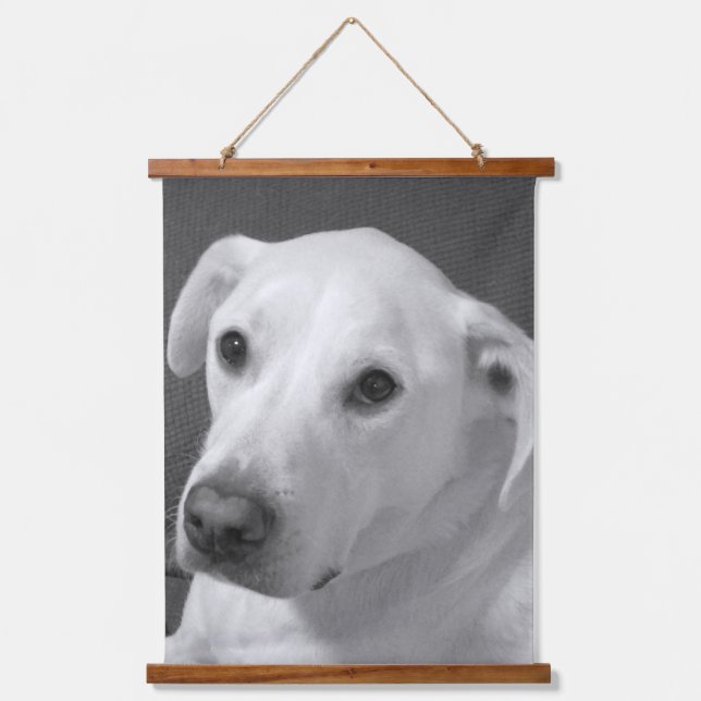 Black and White Photo of a Beautiful Soulful Dog Hanging Tapestry (Front)