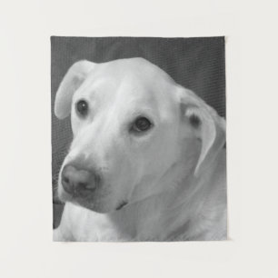 Black and White Photo of a Beautiful Soulful Dog Tapestry