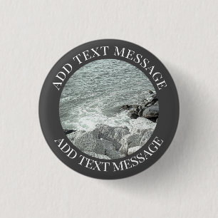 Black and White Photo of a Rocky Ocean Shore 3 Cm Round Badge