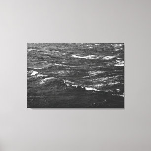 Black and white photo of a stormy sea canvas print