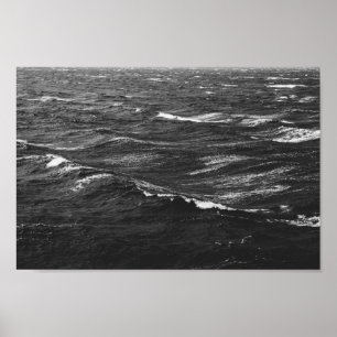 Black and white photo of a stormy sea poster