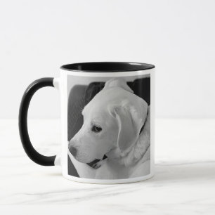 Black and White Photo of Beautiful White Dog Mug