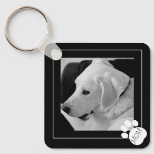 Black and White Photo of Cute Dog Best Mum Ever Key Ring