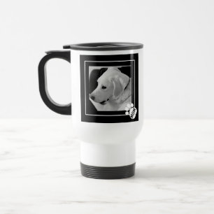 Black and White Photo of Cute Dog Mom Paw Travel Mug
