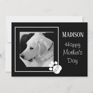 Black and White Photo of Cute Dog Mother's Day Holiday Card