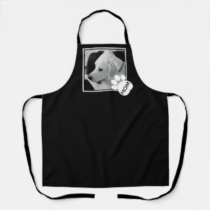 Black and White Photo of Cute Dog Mum Paw Apron
