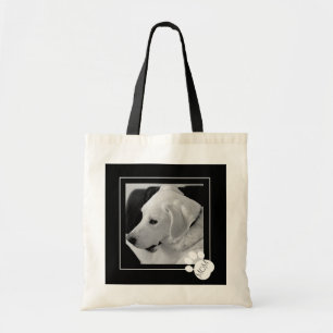 Black and White Photo of Cute Dog Mum Paw Tote Bag