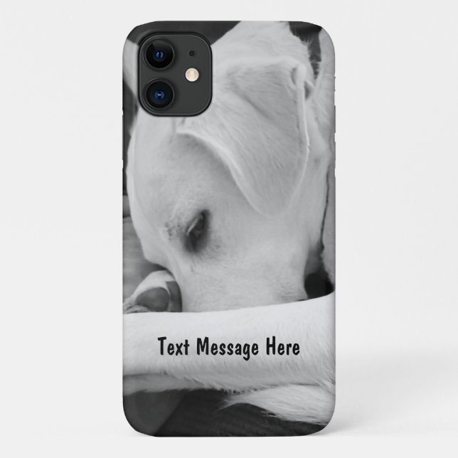 Black and White Photo of Cute Dog Resting on Paw Case-Mate iPhone Case (Back)