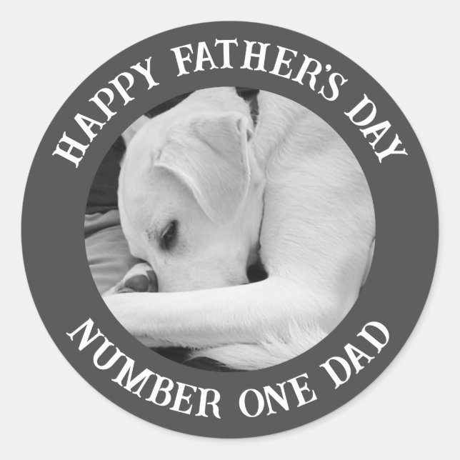Black and White Photo of Cute Dog Resting on Paw Classic Round Sticker (Front)