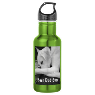 Black and White Photo of Cute Dog Resting with Dad 532 Ml Water Bottle