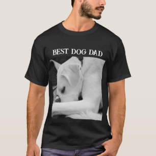 Black and White Photo of Cute Dog Resting with Dad T-Shirt