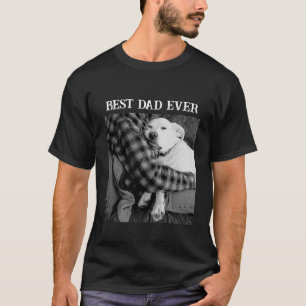 Black and White Photo of Dog Snuggling with Dad T-Shirt