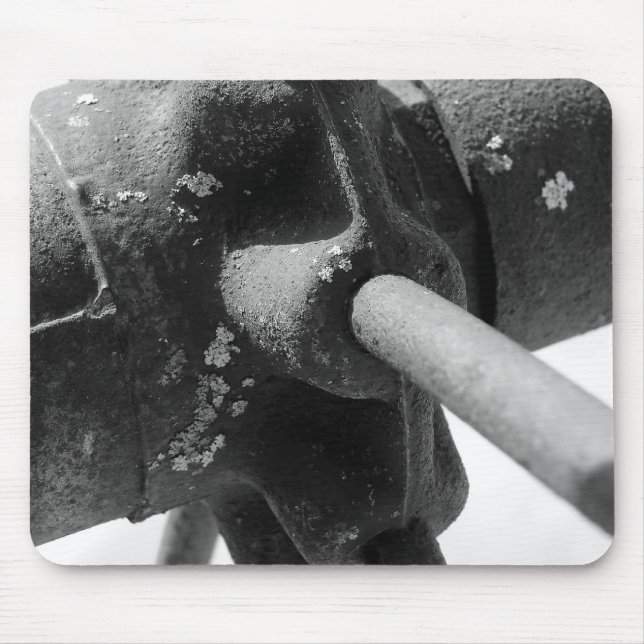 Black And White Photo of Rusty Machinery Mouse Mat (Front)