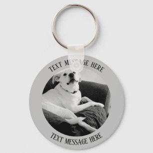 Black and White Photo of Talking Dog Text Message Key Ring