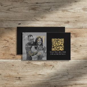 Black and white Photo RSVP with QR Code Enclosure Card