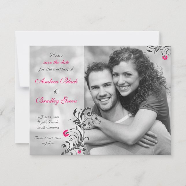 Black and White Photo Save the Date Card (Front)
