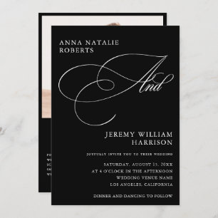 Black and White Photo Script And QR Code Wedding Invitation
