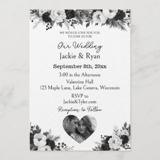 Black and White Photo Template Botanical Wedding