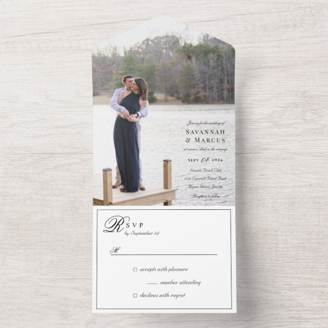 Black and White Photo Wedding  All In One Invitation (Inside)