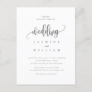 Black and White Photo Wedding  Postcard