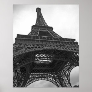 Black and white photograph of the Eiffel Tower Poster