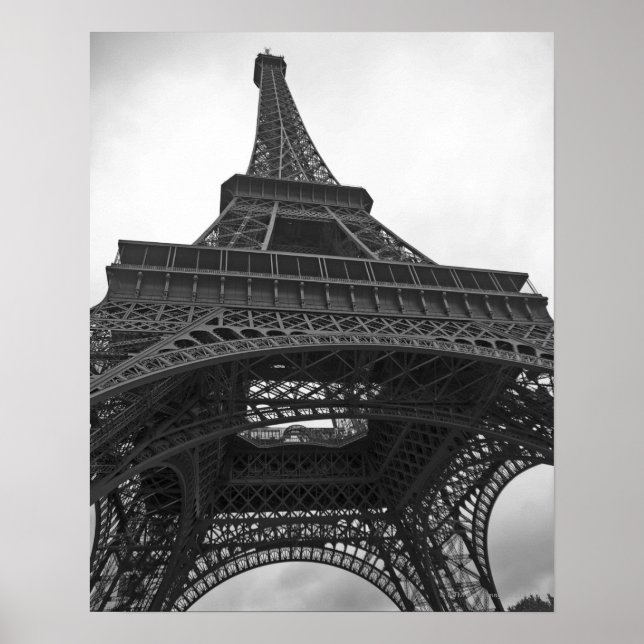 Black and white photograph of the Eiffel Tower Poster (Front)