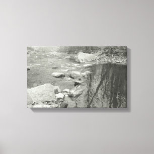 Black and White Photography Calm River on Canvas Print