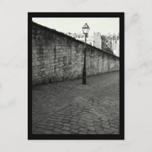 Black and White Photography of Paris Lamp Post Postcard