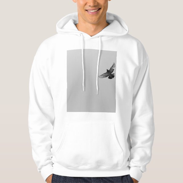 Black and white photography of pigeon flying hoodie (Front)