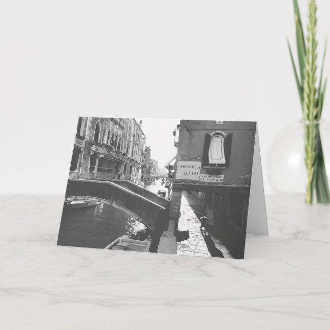 Black and White Photography Venice Italy Canal Card (Front)