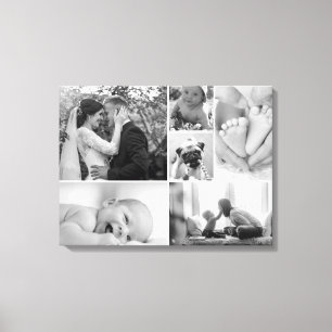 Black and White Photos collage Family gallery Canvas Print