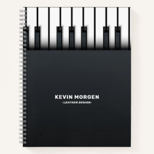 Black and white piano background notebook