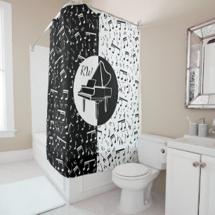 Black and white Piano design Shower Curtain