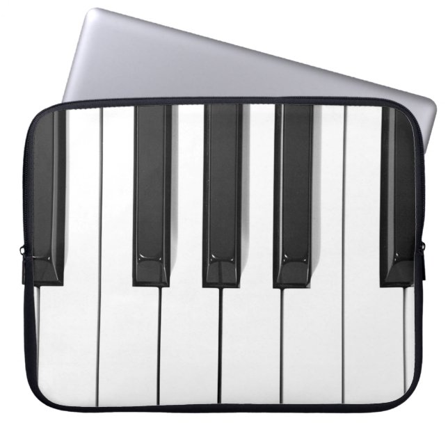 Black and White Piano Keyboard Laptop Case (Front)