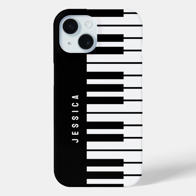 Black and White Piano Keyboard Monogram Case-Mate iPhone Case (Back)