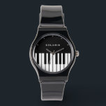 Black and White Piano Keyboard Monogram Watch<br><div class="desc">Black and White Piano Keyboard Monogram</div>