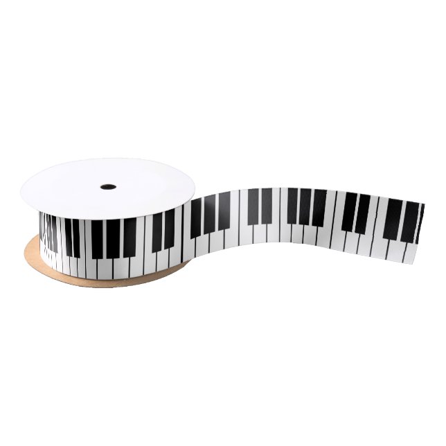 Black and white piano keys keyboard gift ribbon satin ribbon (Spool)