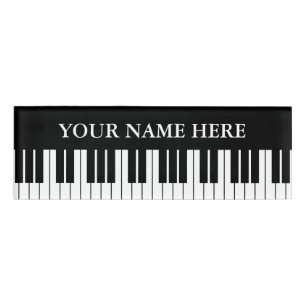 Black and white piano keys magnetic name tags