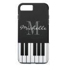 Black and white piano keys monogram iPhone 12 case