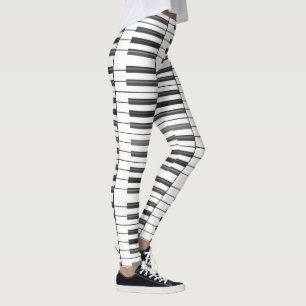 Black and White Piano Keys Music Art Leggings