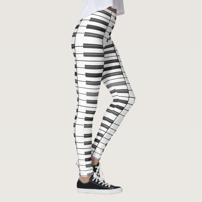 Black and White Piano Keys Music Art Leggings (Right)