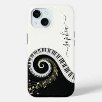 Black and White Piano Keys Music Notes Monogrammed