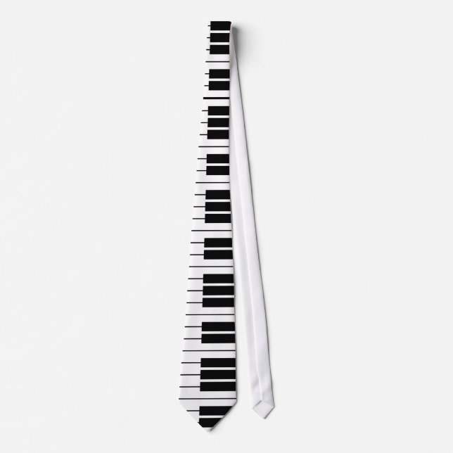 Black and white piano keys neck tie for pianist (Front)