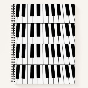 Black and White Piano Keys Pianist Musician  Notebook