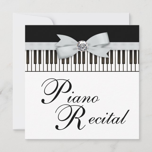 Black and White Piano Keys Recital Invitation (Front)