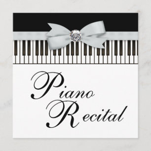 Black and White Piano Keys Recital Invitation