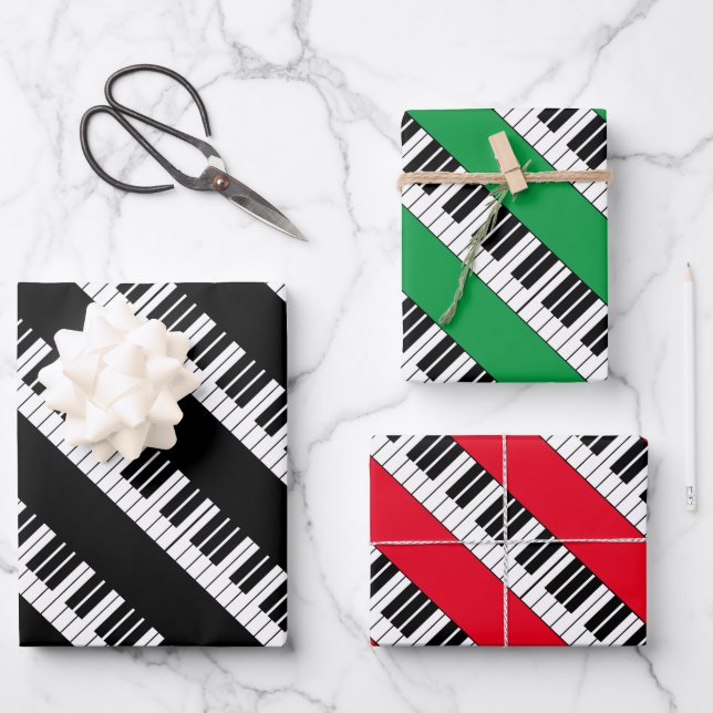 Black and white piano keys wrapping paper sheets (Front)