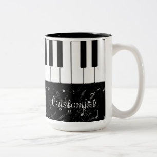 Black and White Piano Music 2 Two-Tone Coffee Mug